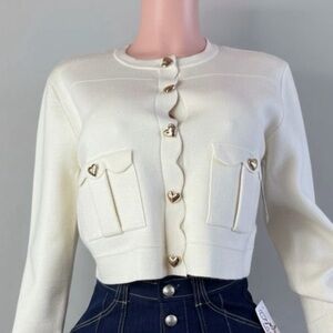 Chic Cream Cardigan with Heart Buttons